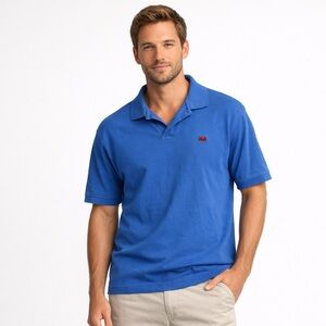 Perlis Blue Polo Shirt Red Crawfish Logo Cotton Size L